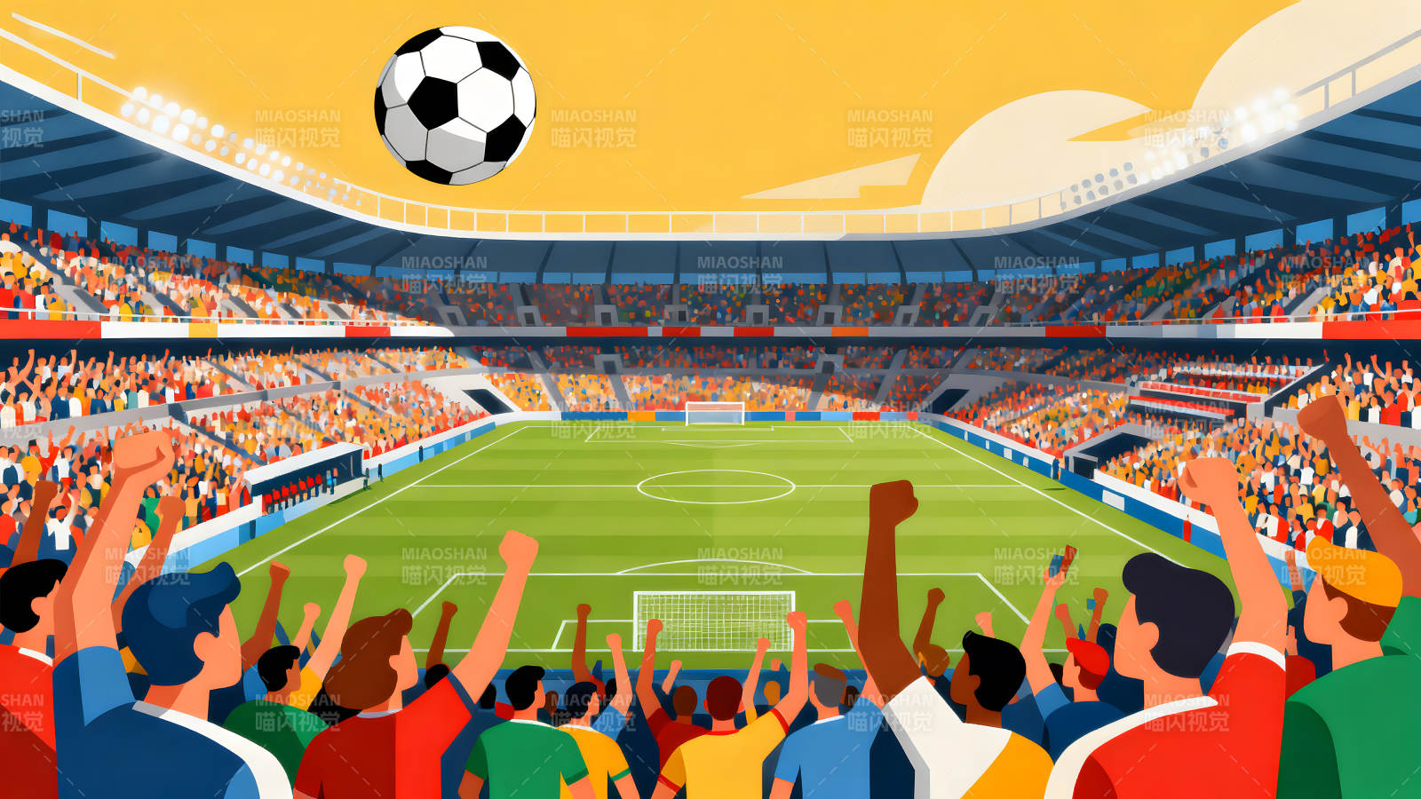 球场观众庆祝足球比赛图片