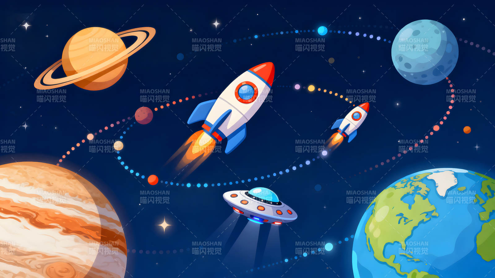 宇宙冒险之旅火箭飞船探索图片