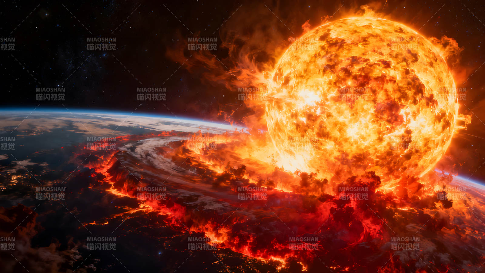 太阳吞噬地球末日景象图片