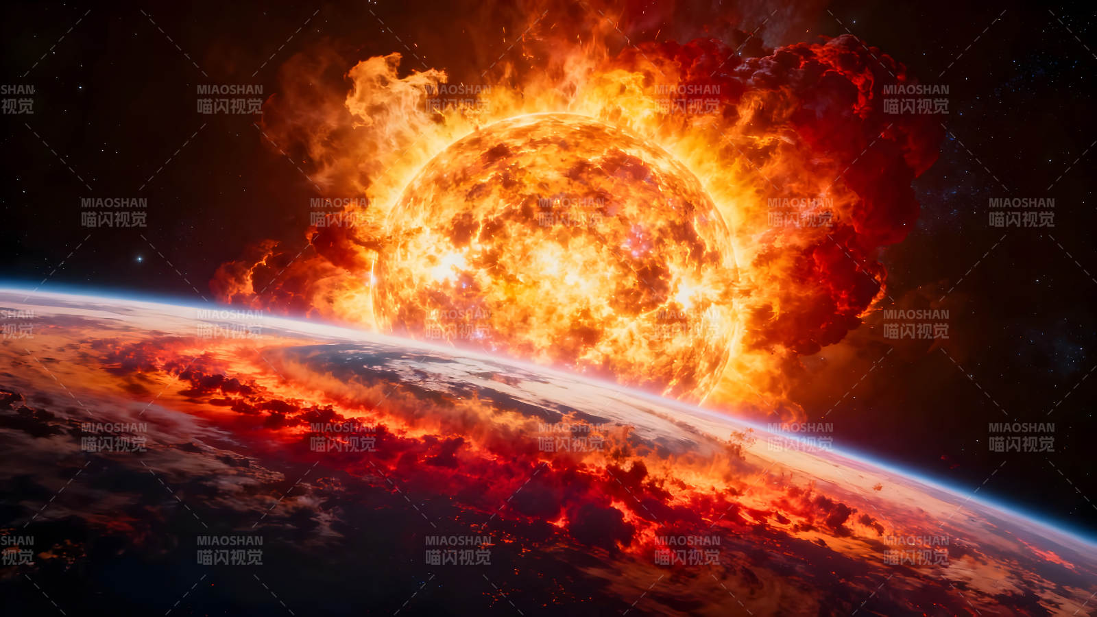 太阳爆炸地球毁灭的末日景象图片