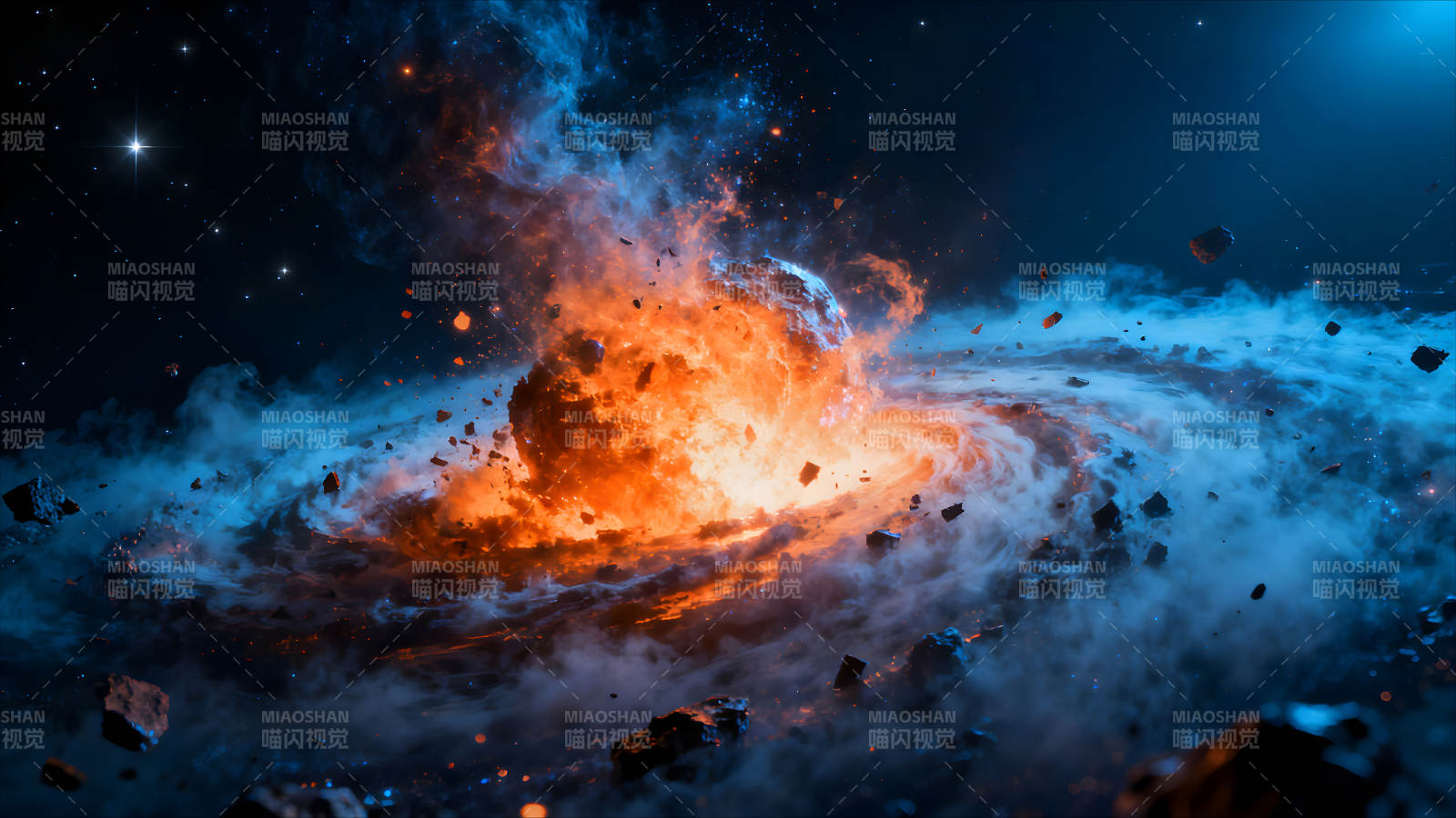 宇宙爆炸场景炽热火焰壮丽星空图片