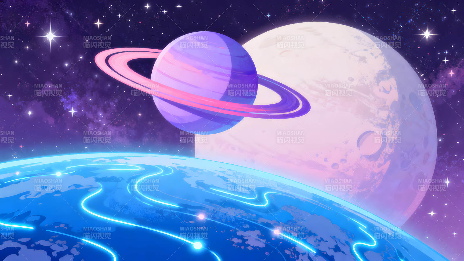 宇宙行星场景星空唯美画面图片