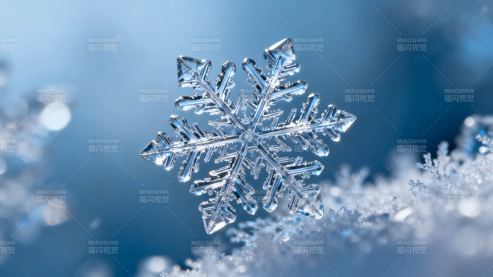 晶莹剔透的雪花特写冰雪世界图片