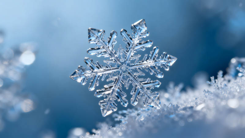 晶莹剔透的雪花特写冰雪世界图片