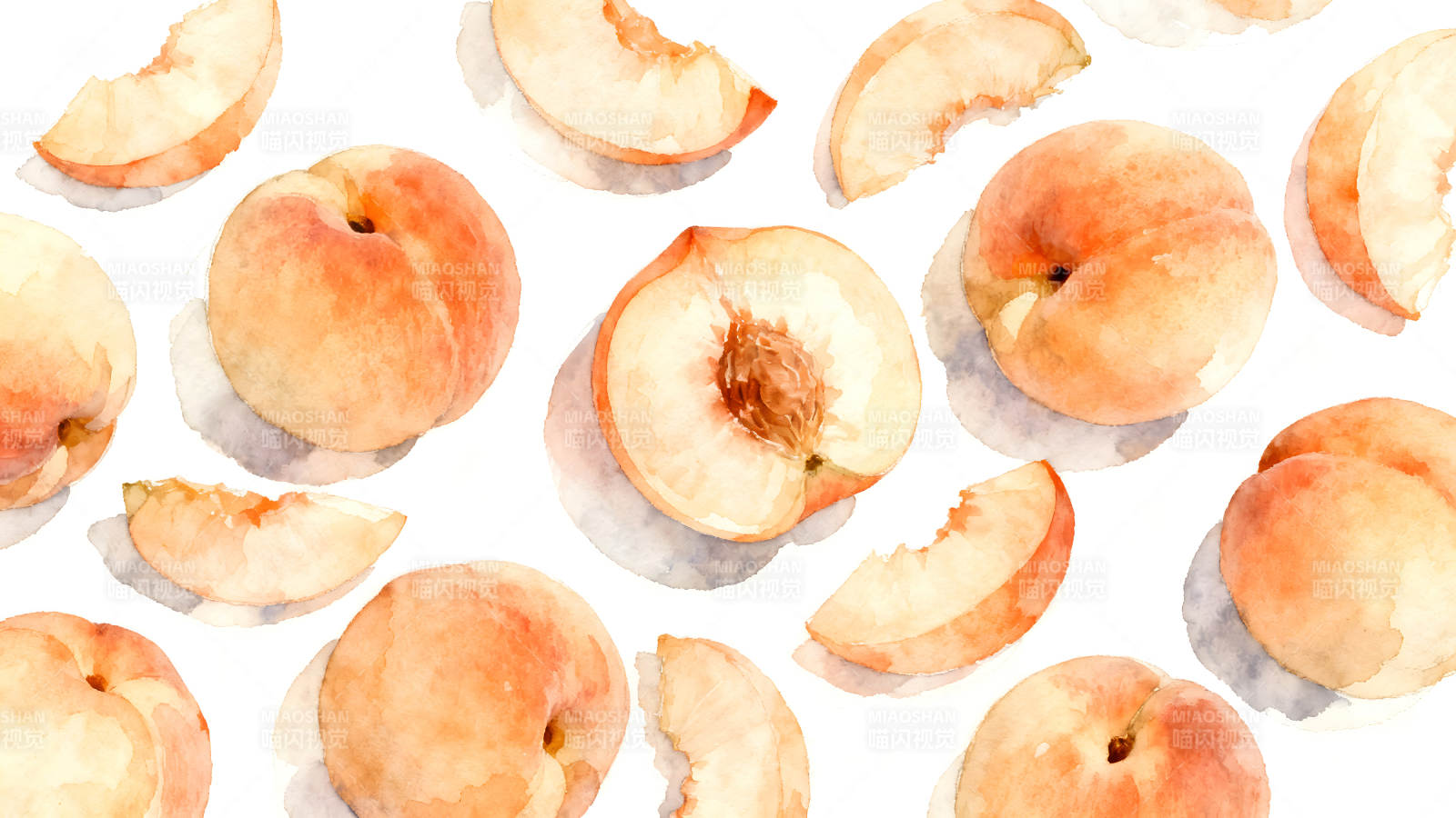 水彩蜜桃图图片