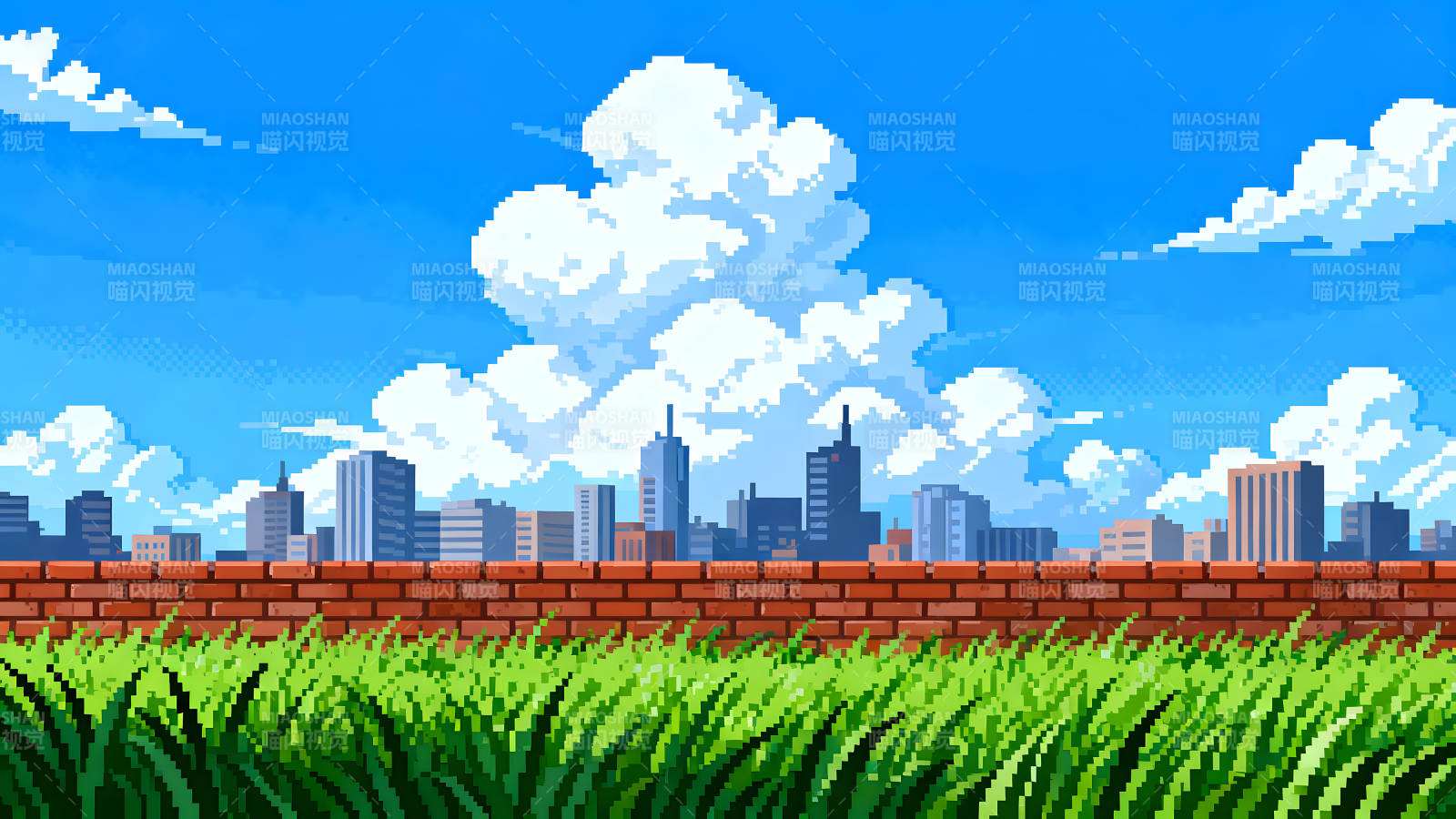 像素风景城市天空云彩图片