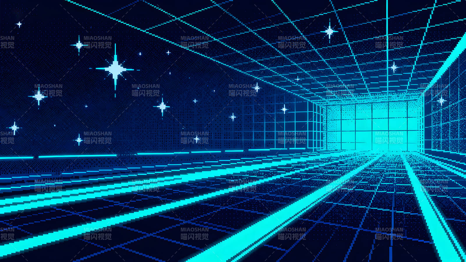 像素化未来空间星光闪烁图片