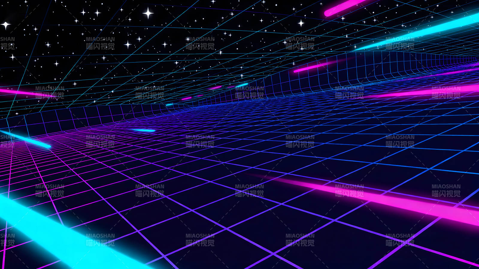 赛博朋克风格的网格与光线场景图片