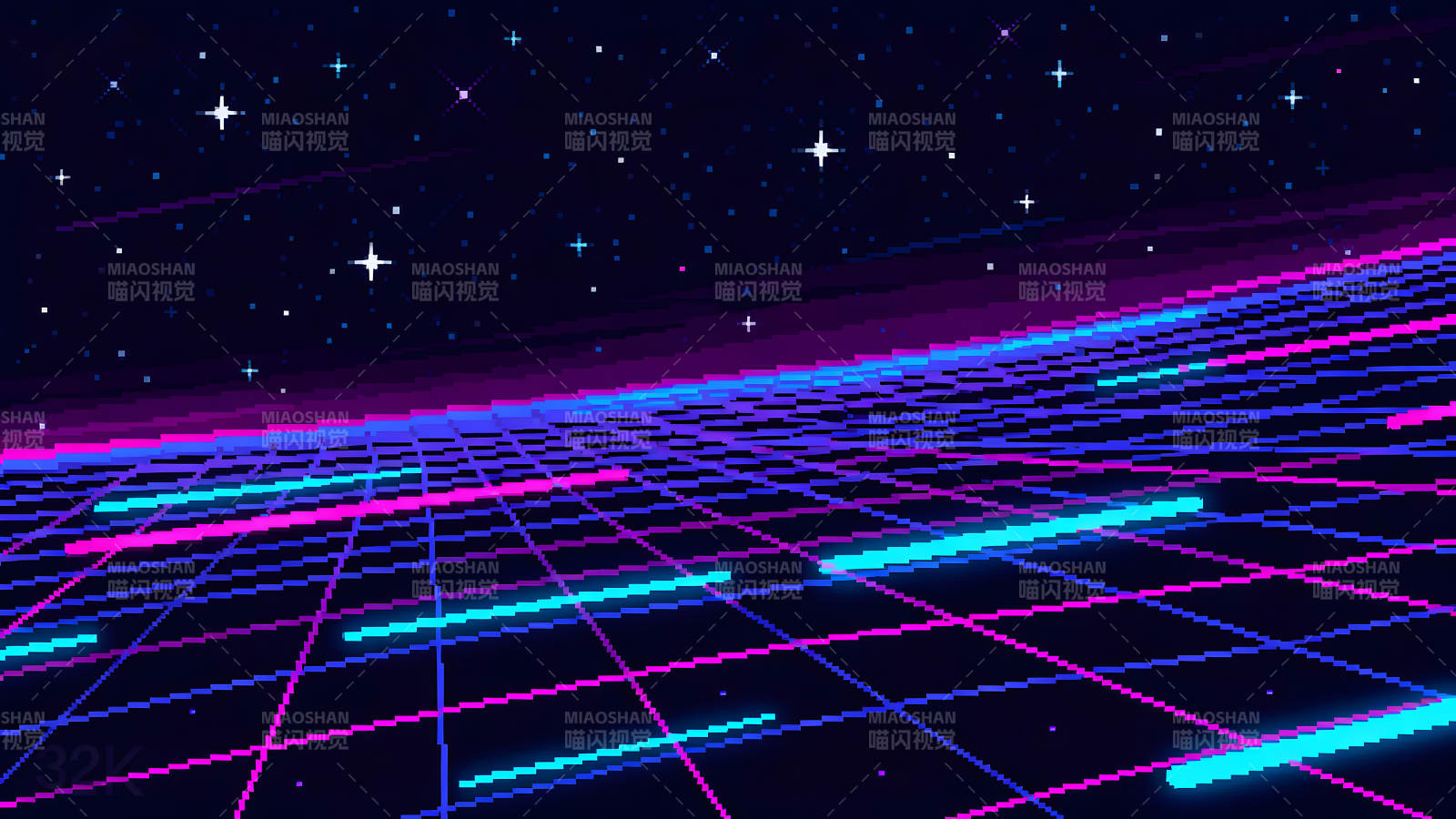 像素风复古赛博朋克星空图片