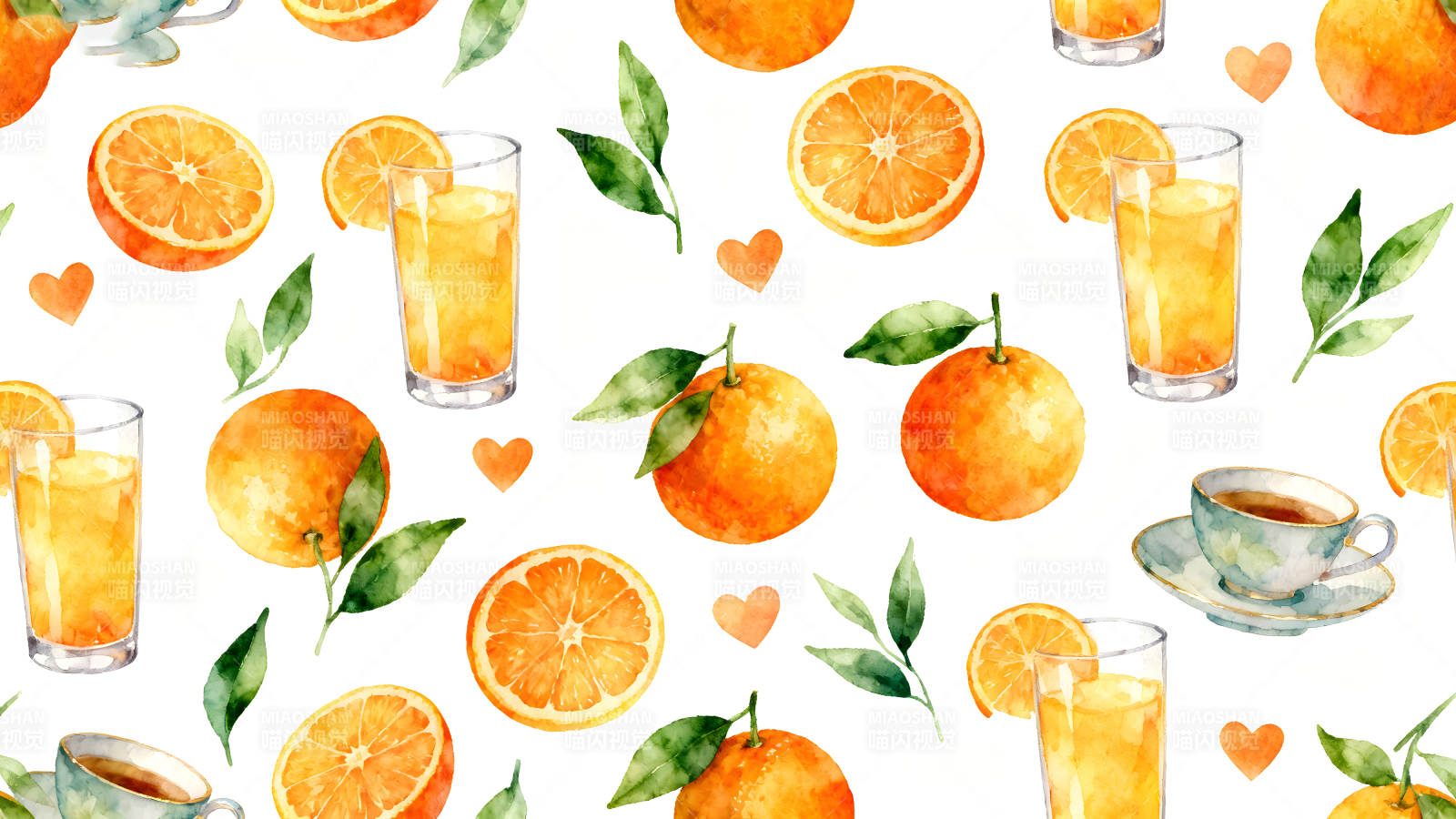水彩橙子图案清新图片