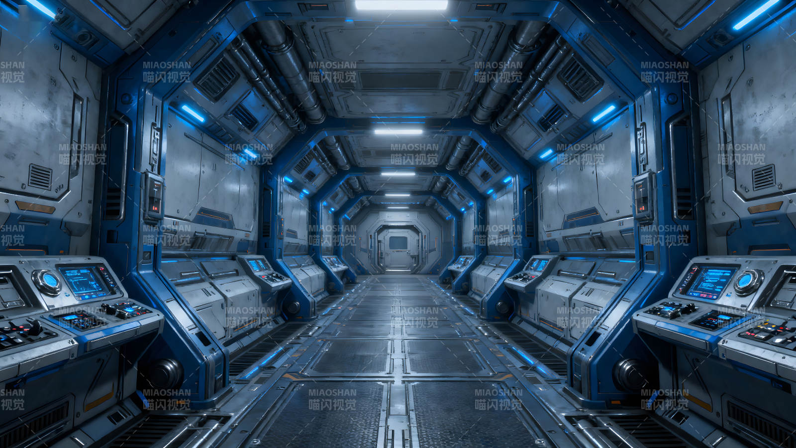 未来科技飞船内部走廊图片