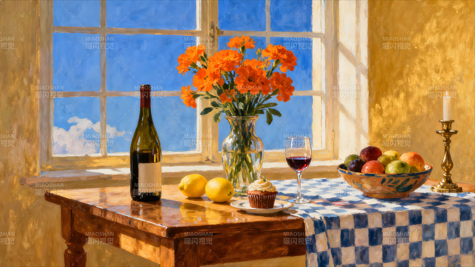 阳光下的静物绘画图片