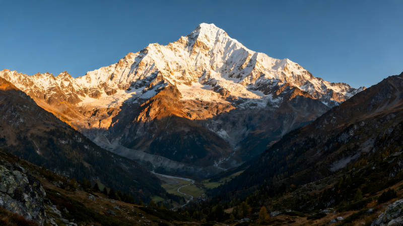 雪山耸立峡谷风光壮丽景色图片