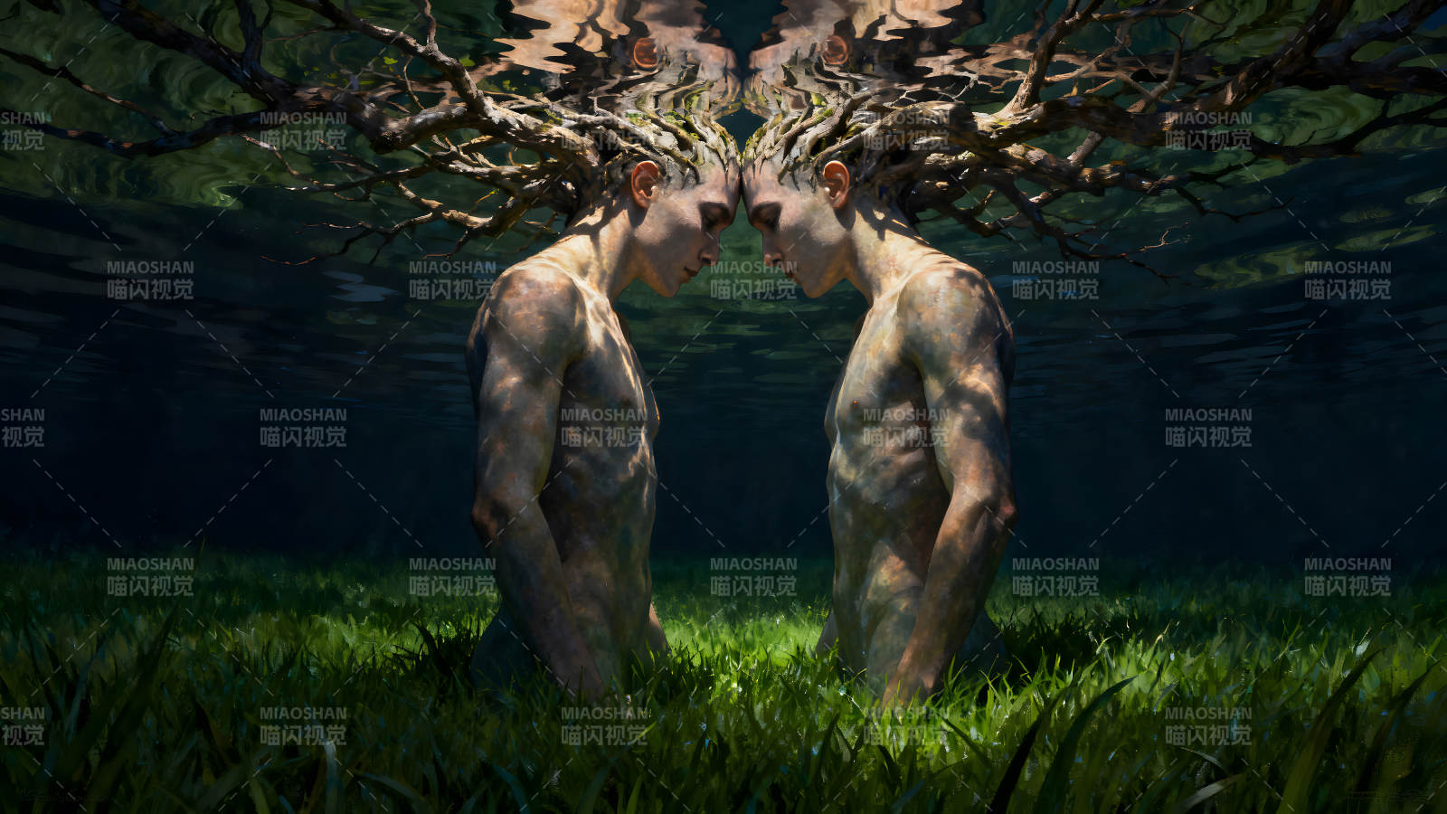 水下树人相依偎图片