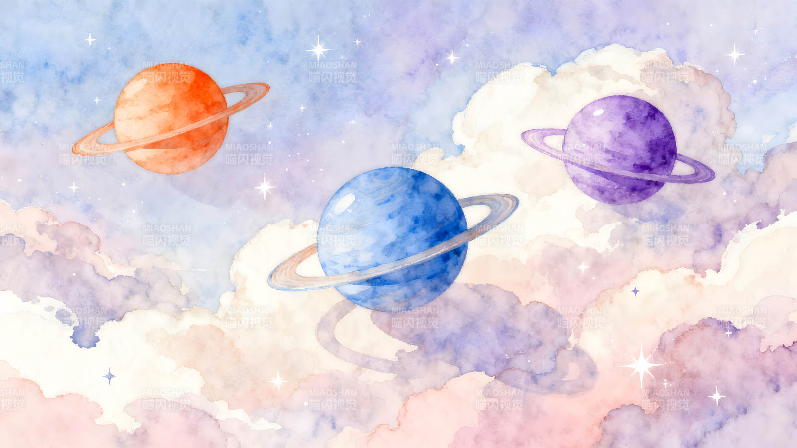 宇宙行星与梦幻云彩图片