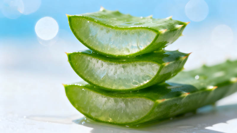 新鲜的芦荟切片特写图片