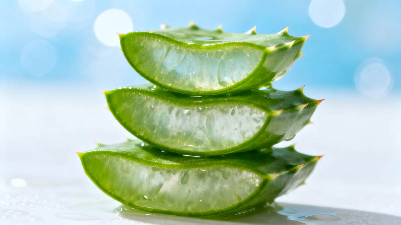 堆叠芦荟切片特写图片