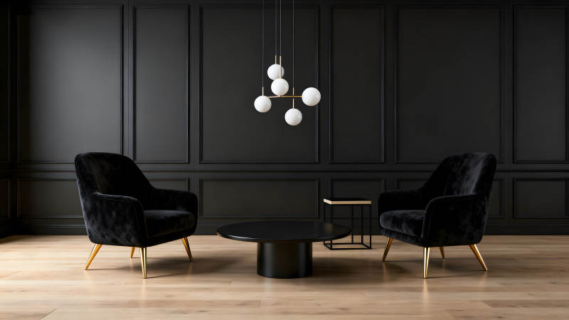 奢华黑调会客厅现代艺术氛围图片