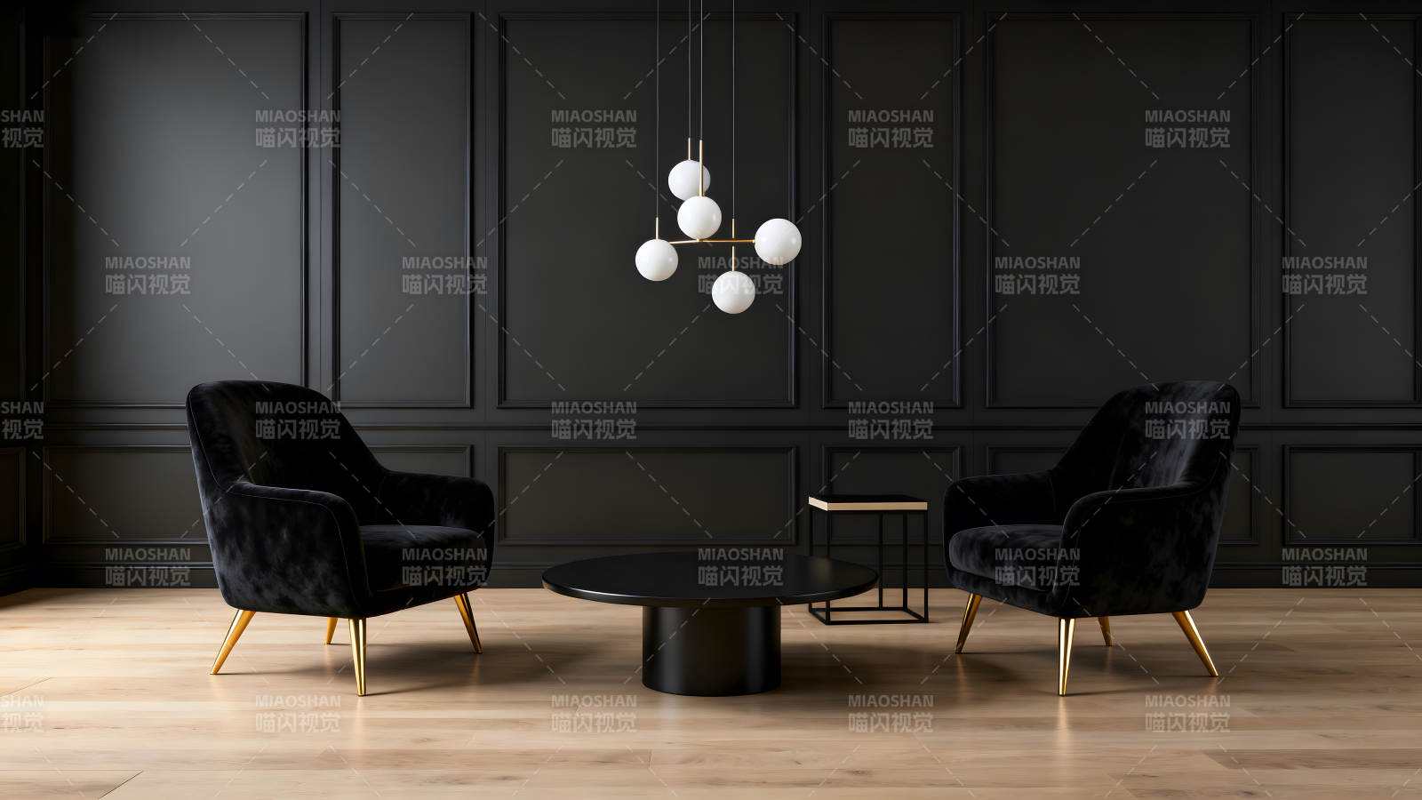 奢华黑调会客厅现代艺术氛围图片