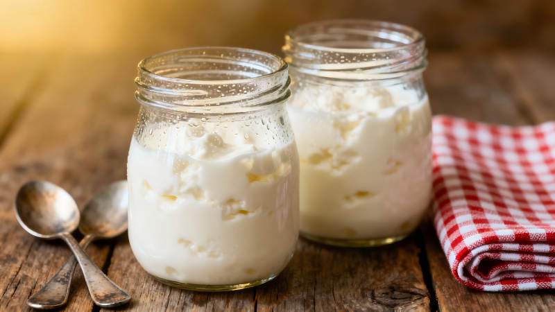 罐装奶油与餐巾的特写图片