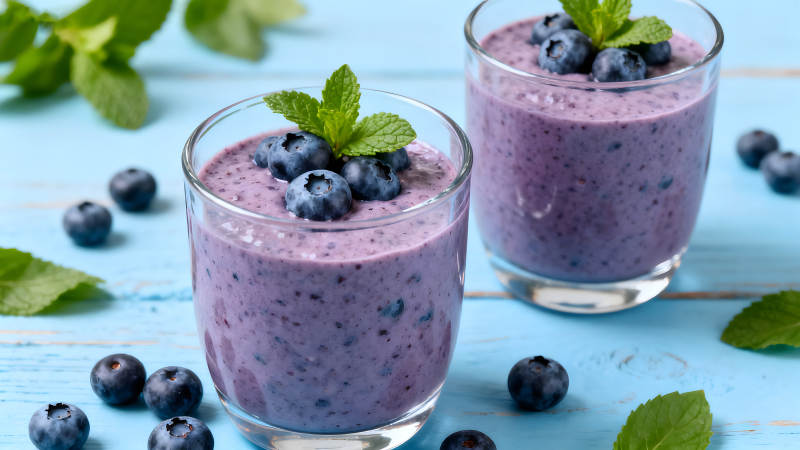 蓝莓奶昔与薄荷装饰图片