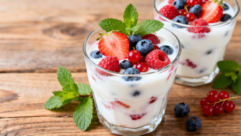 水果酸奶甜点特写图片