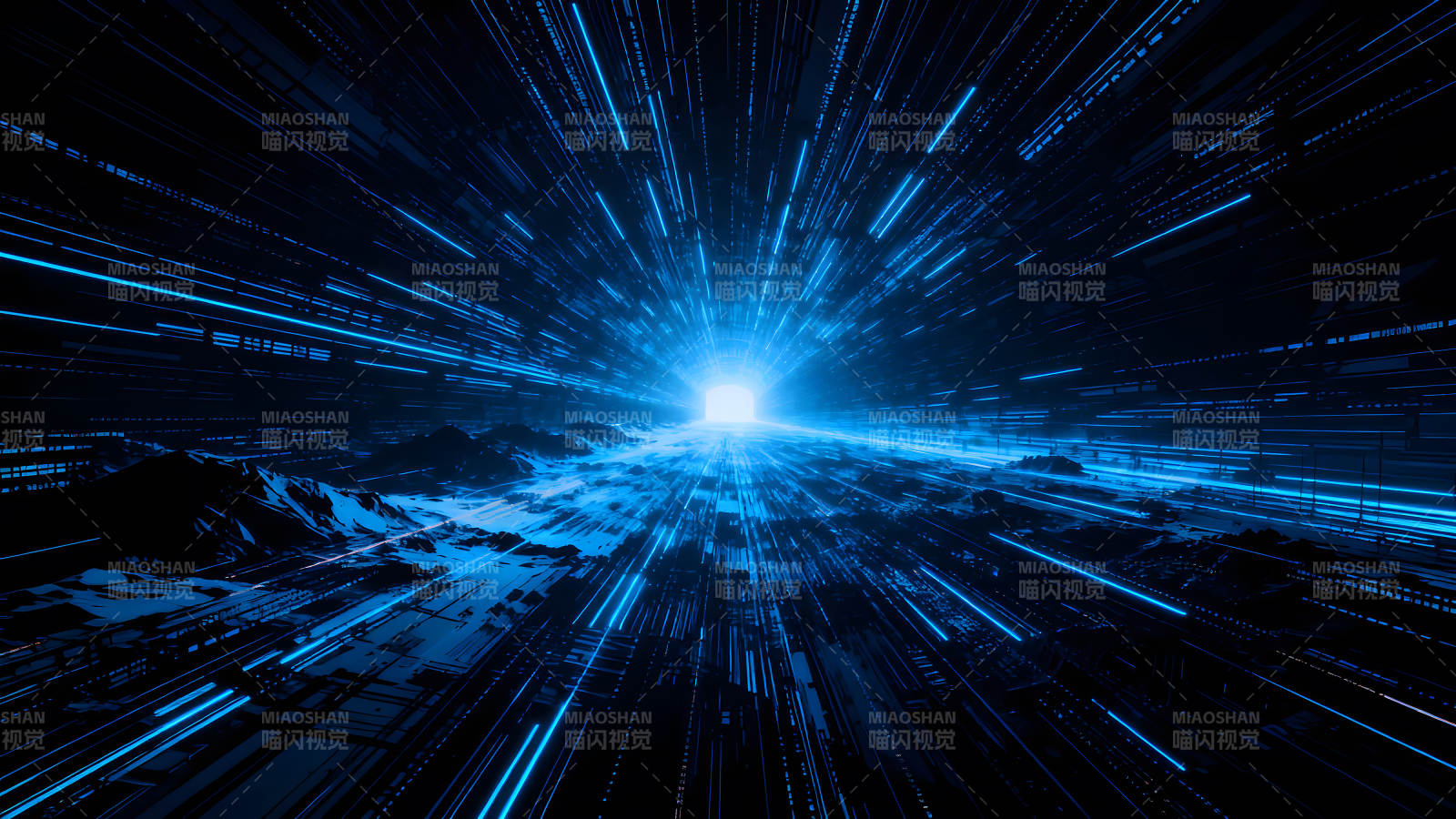 科幻隧道蓝光穿梭图片