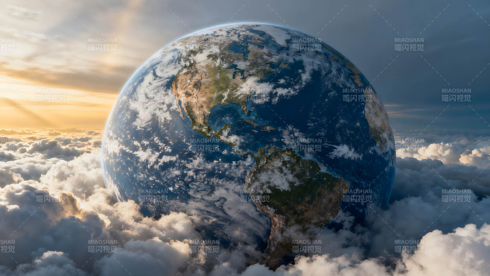 地球悬浮云层之上图片