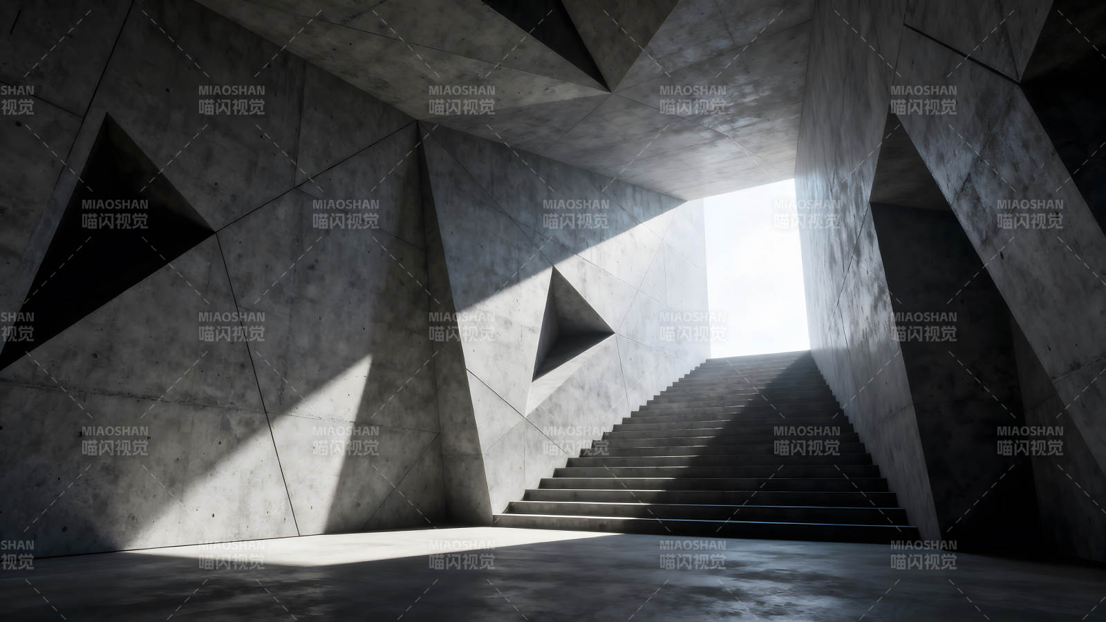 几何混凝土空间的光影图片