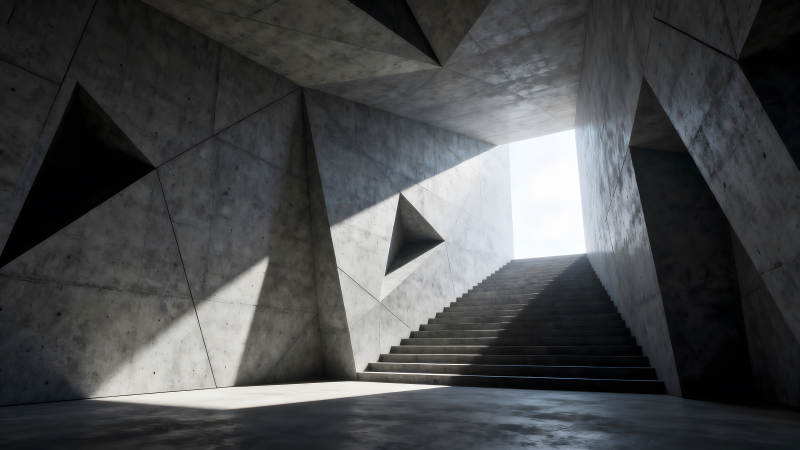 几何混凝土空间的光影图片