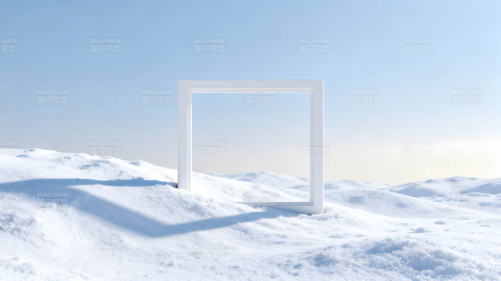 雪地中的白色方框简约风格图片