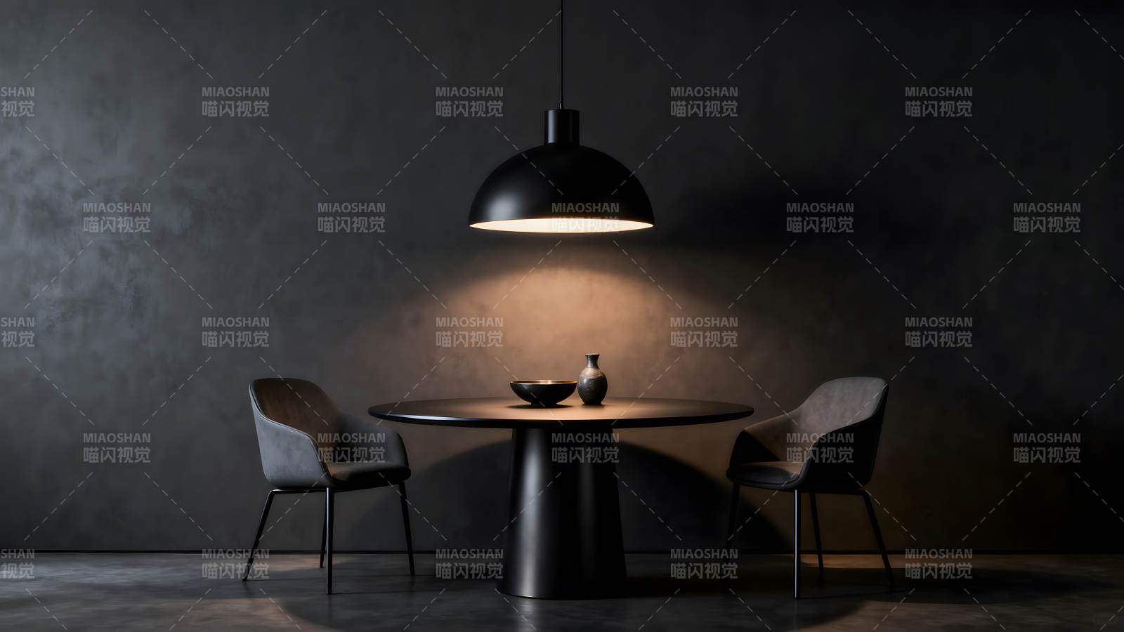 简约风格的黑色餐厅布置图片