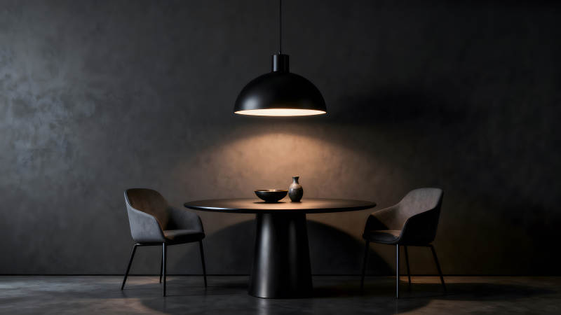 简约风格的黑色餐厅布置图片