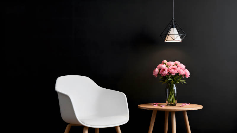 简约风格室内装饰粉色花束点缀图片