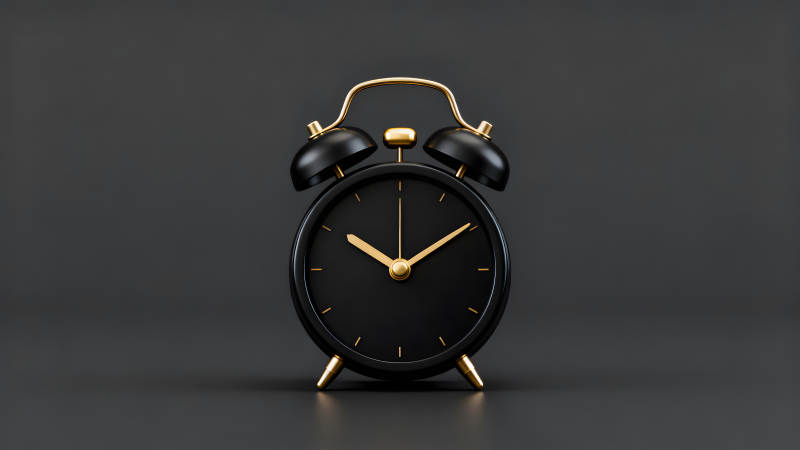 黑色闹钟金色细节简约时尚图片