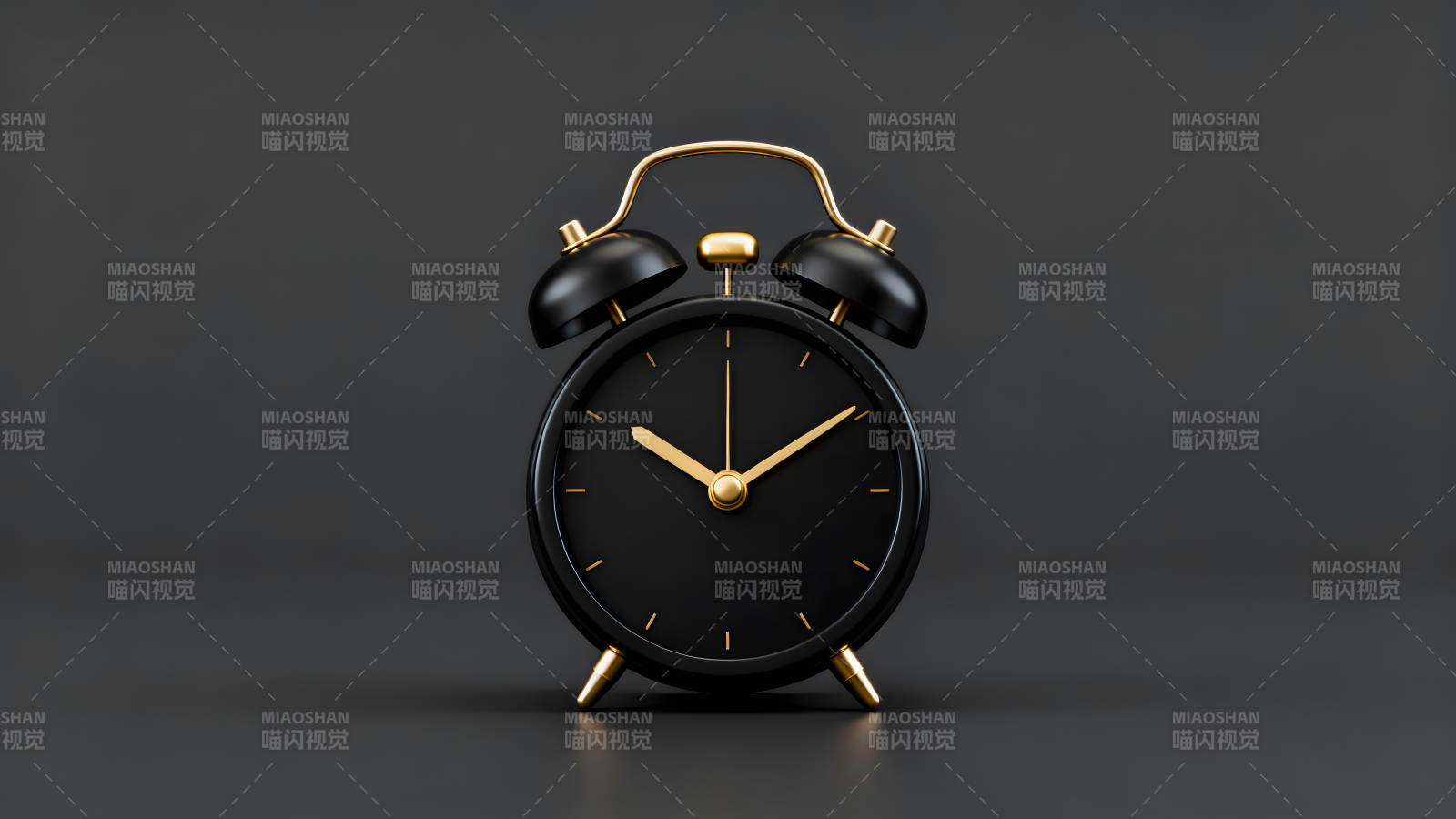 黑色闹钟金色细节简约时尚图片