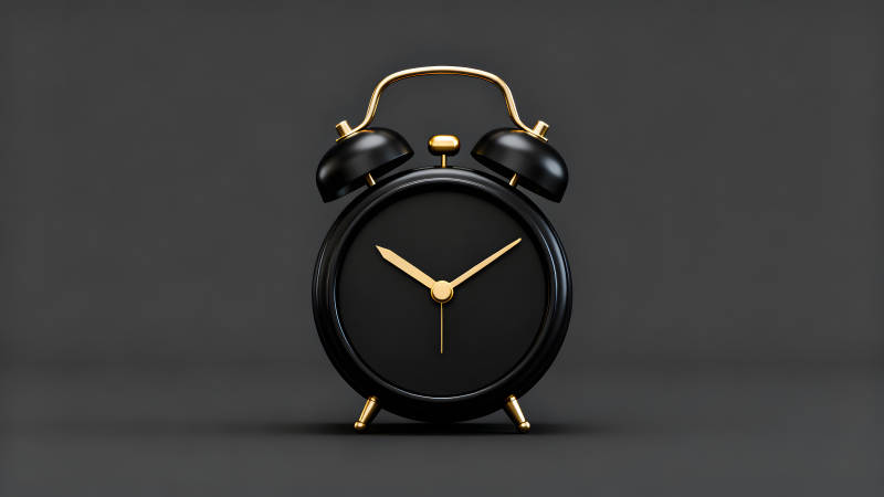 黑色闹钟金边设计图片