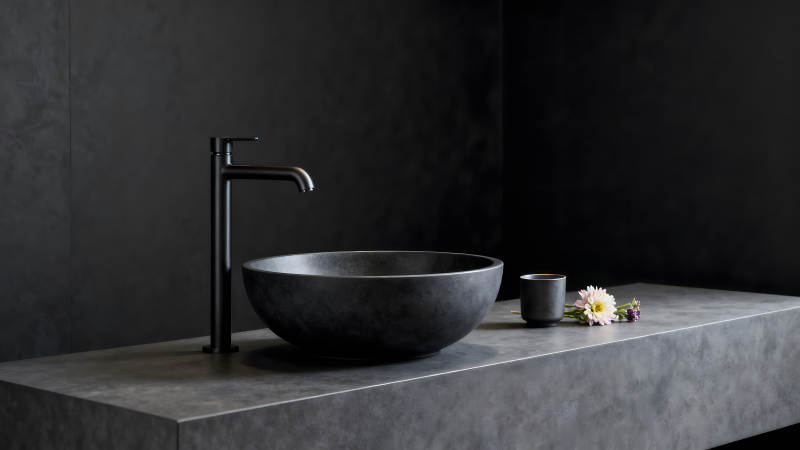 极简主义浴室设计黑色基调图片