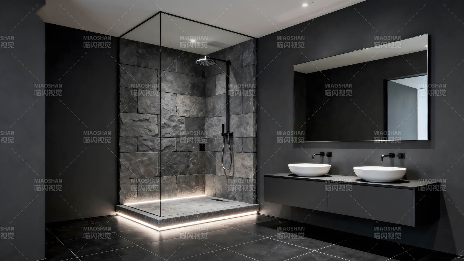 现代风格黑色浴室设计图片