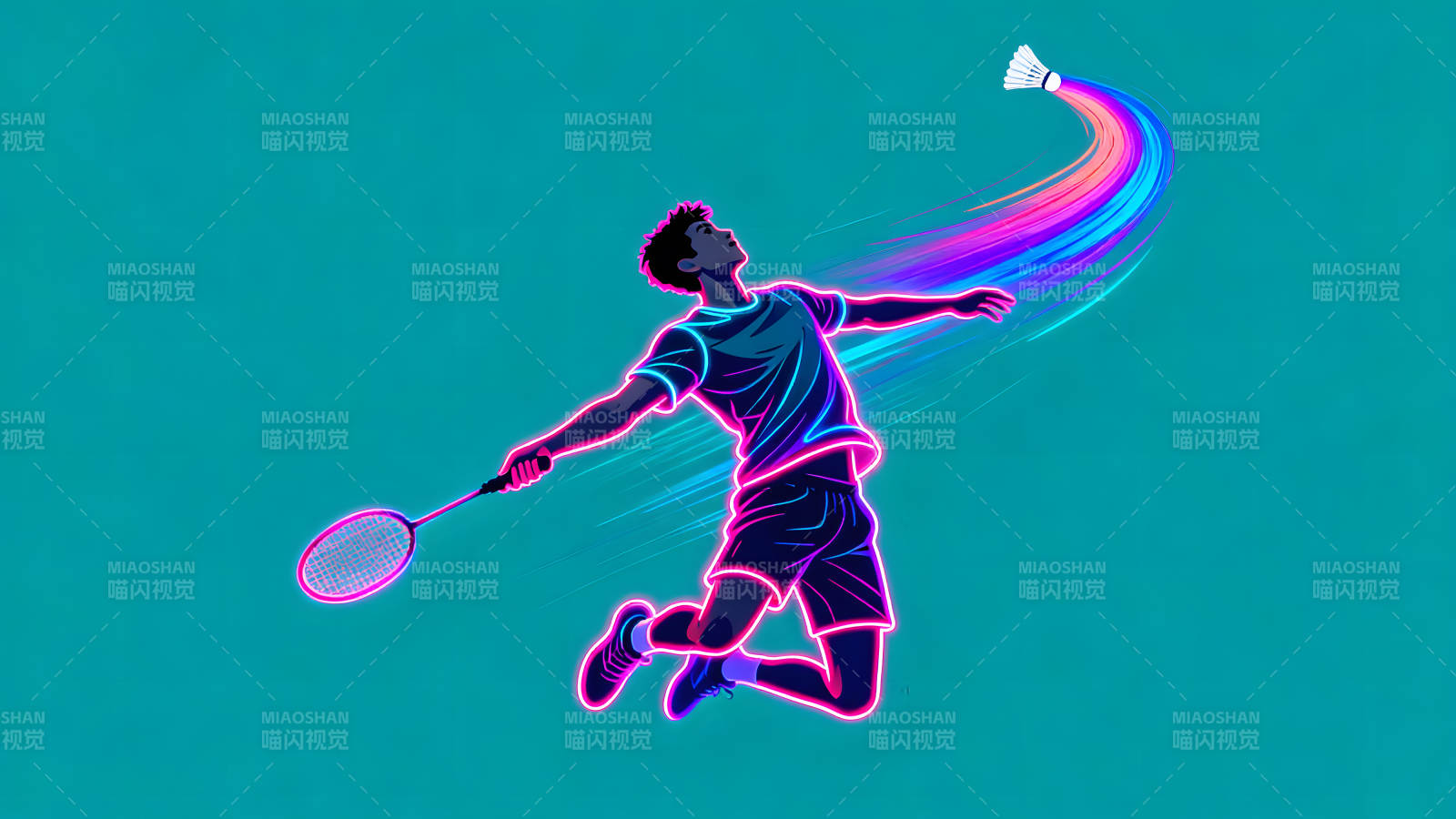 羽毛球运动员腾空击球动态图图片