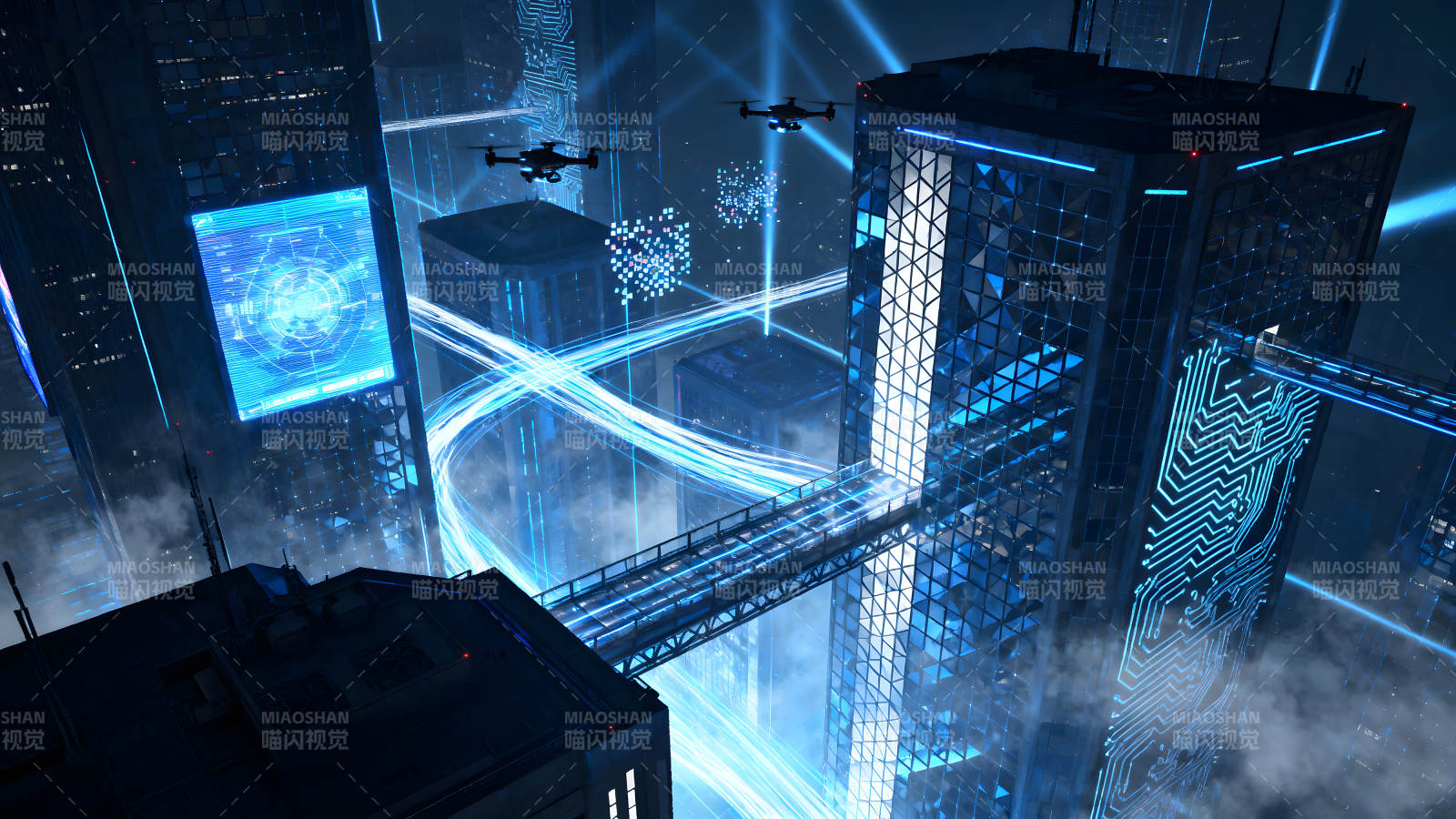 未来城市夜景科技感十足图片