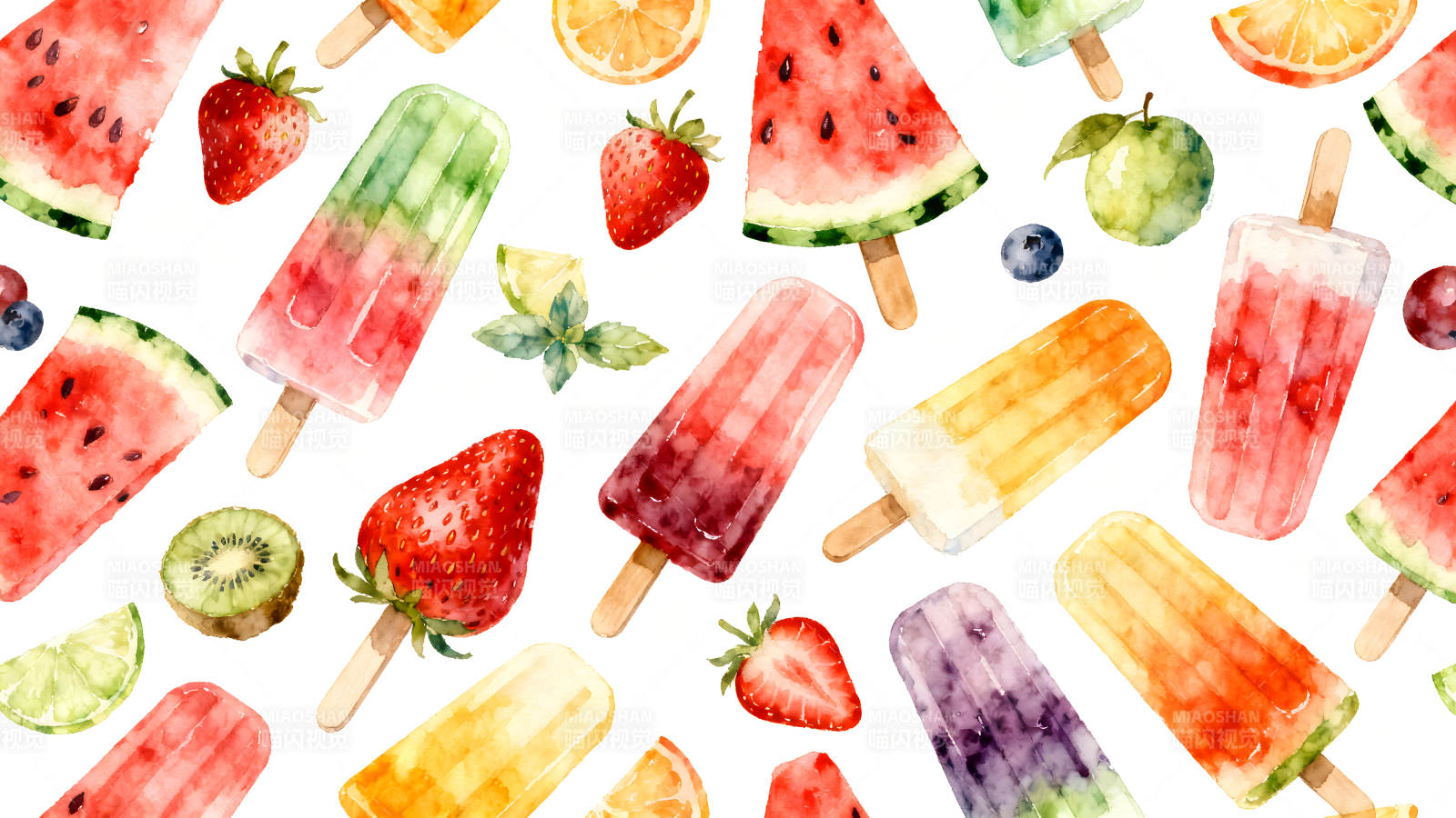 夏日缤纷水果冰棍图案图片