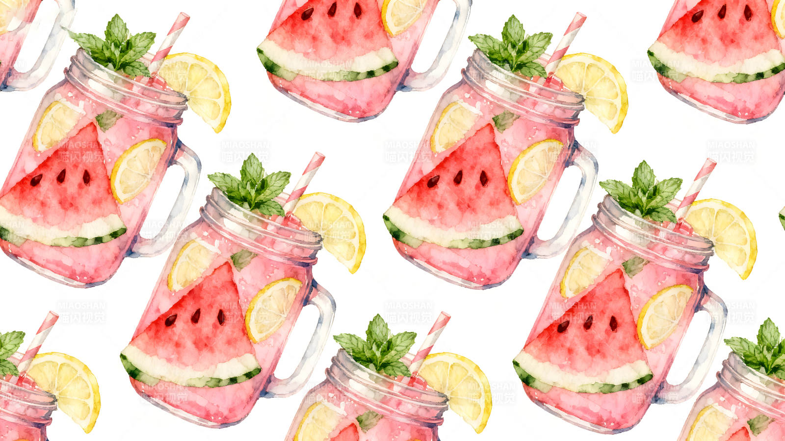 西瓜柠檬水夏日清新图片