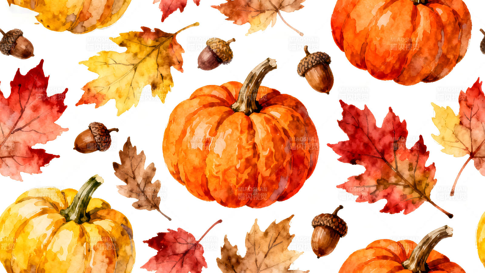 秋日南瓜落叶丰收图片