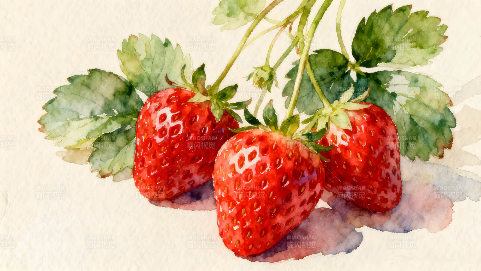 水彩草莓写生图图片