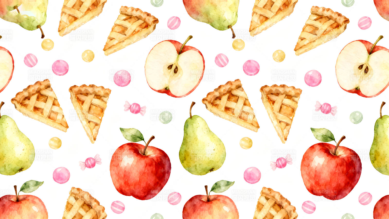 水果甜点图案的无缝背景图片