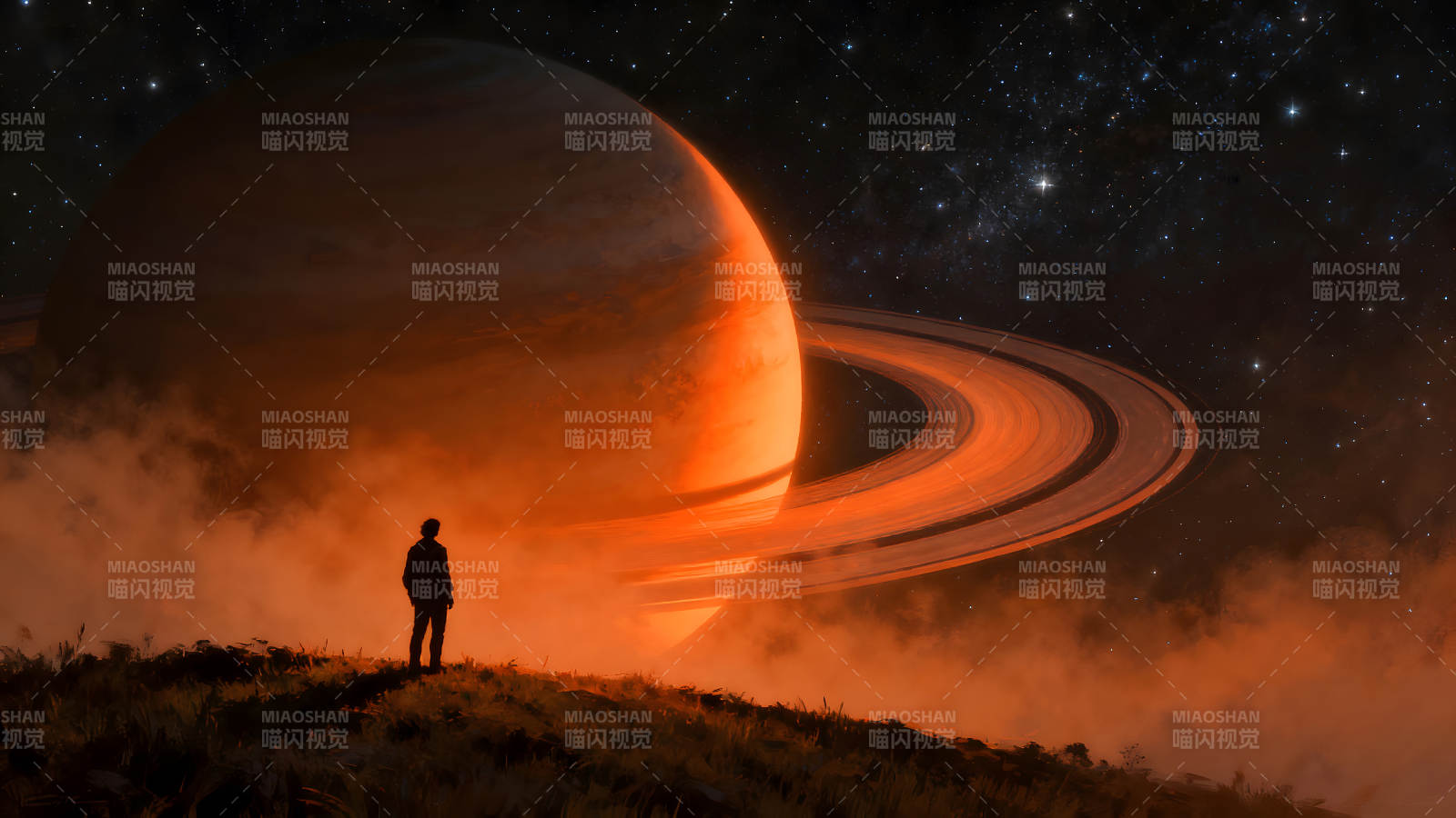 宇宙的孤独探索者凝视行星图片