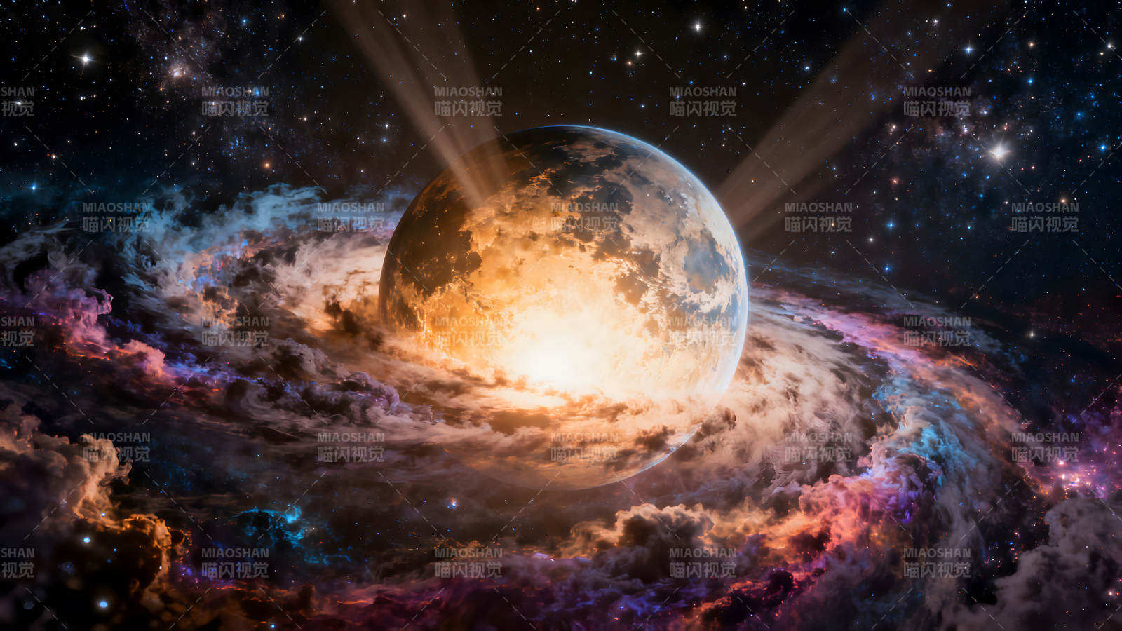 宇宙星球爆发的绚丽景象图片