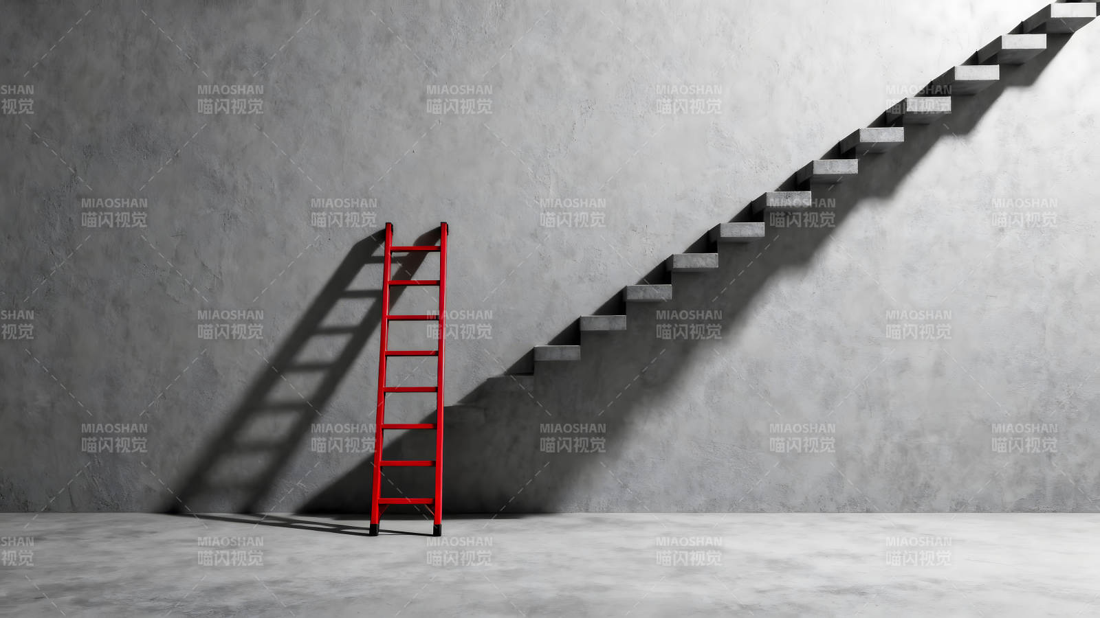 红色梯子和灰色楼梯象征目标达成图片