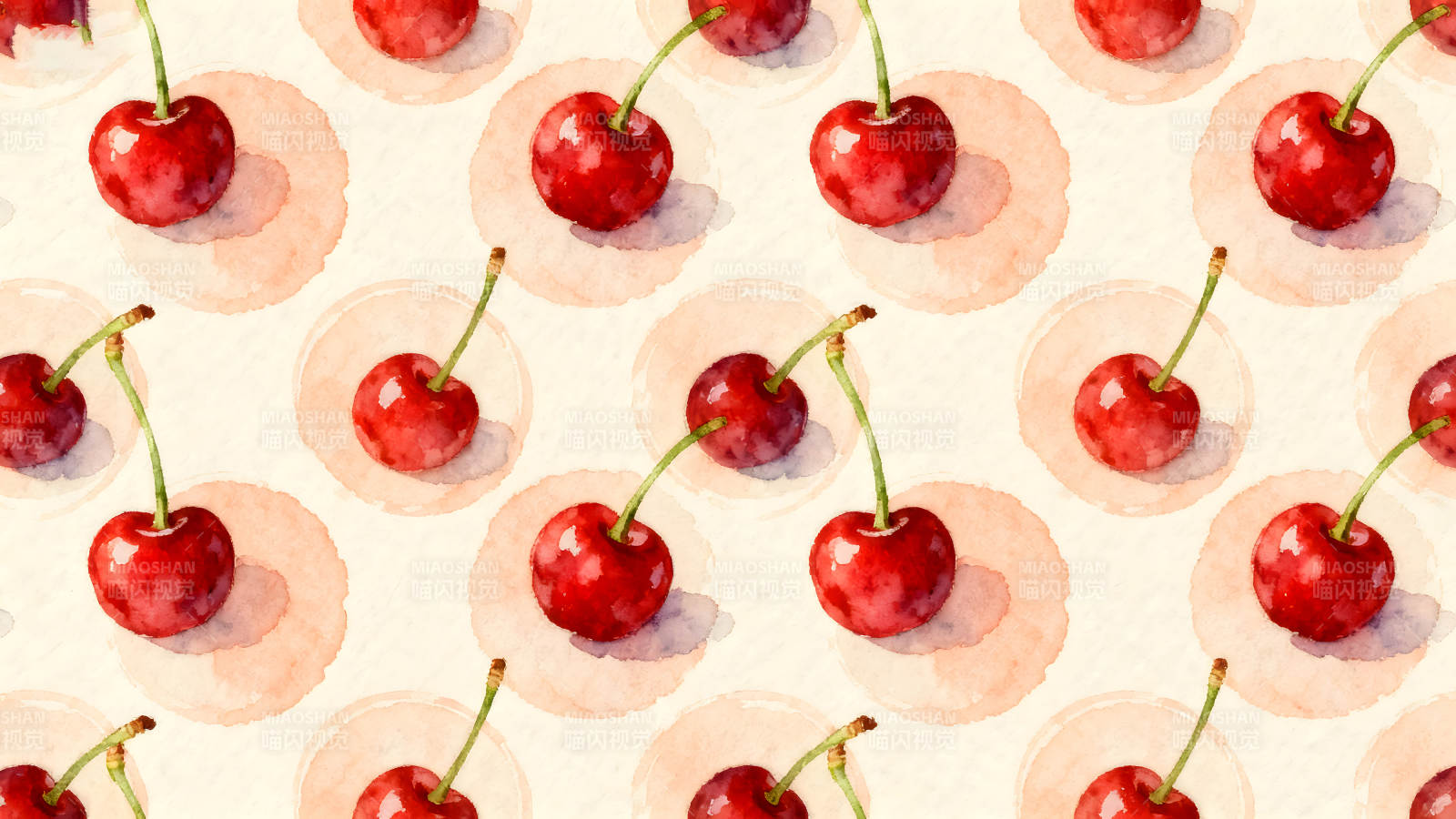 手绘红樱桃图案图片
